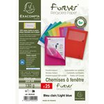 Paquet De 25 Chemises À Fenêtre Forever 130g/m2 - 22x31cm - Bleu Clair - X 16 - Exacompta