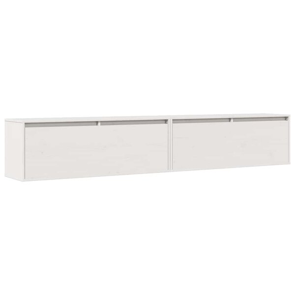 vidaXL Armoires murales 2 Pièces Blanc 100x30x35 cm Bois de pin massif