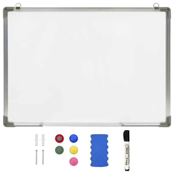 vidaXL Tableau blanc magnétique effaçable à sec Blanc 90x60 cm Acier