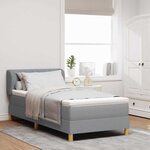 vidaXL Lit à Ressorts avec Matelas Crème 90x200 cm Tissu Gris clair