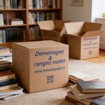 Lot de 20 Cartons Livres 34x26x32 cm + 1 Rouleau Adhésif 68m – Cartons Déménagement Robustes Fabriqués en France Carton de Livraison Stockage Emballage Multi-Usage