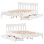 vidaXL Cadre de lit sans matelas blanc 150x200 cm bois de pin massif