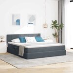 vidaXL Lit de rangement LED avec matelas Gris foncé 160 x 200 cm