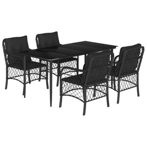 vidaXL Ensemble à manger de jardin coussins 5Pièces Noir Résine tressée