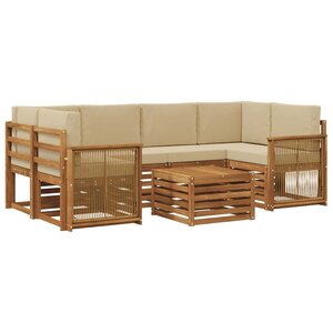 vidaXL Ensemble de canapés d'extérieur 7 pc Naturel et Beige