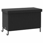 vidaXL Boîte de rangement de jardin et roues noir résine tressée