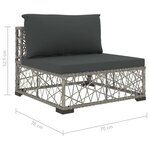 vidaXL Salon de jardin 5 Pièces avec coussins résine tressée gris