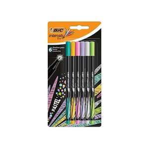 Lot de 6 Stylos feutre à pointe fine 0.4mm Couleurs Pastel Assorties BIC