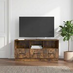 vidaXL Meuble TV Chêne fumé 102 x 34 5 x 47 cm Bois d'ingénierie