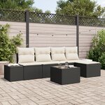 vidaXL Ensemble de Canapés de Jardin 5 Pièces avec Coussins en Poly Rotin Brun