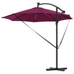 vidaXL Parasol banane à mât déporté Rouge bordeaux 294 x 294 x 248 cm