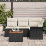 vidaXL Ensemble de canapé de jardin 5 Pièces Noir Poly rotin