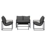 vidaXL Ensemble de canapé de jardin 4 Pièces Noir et anthracite Acier