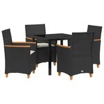 vidaXL Ensemble de salle à manger pour jardin 5 Pièces Noir polyrotin