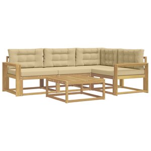 vidaXL Ensemble de canapés d'extérieur 5 Pièces Blanc et Beige