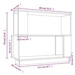 Vidaxl bibliothèque/séparateur de pièce gris 80x25x70 cm pin solide