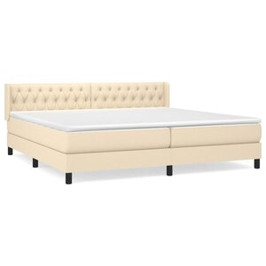 vidaXL Sommier à lattes de lit avec matelas Crème 200x200 cm Tissu