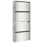 vidaXL Armoire à chaussures et miroir 4 niveaux gris béton 63x17x134cm