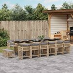vidaXL Ensemble à manger de jardin et coussins 17 Pièces mélange beige