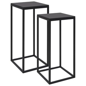 vidaXL Tables d'appoint 2 Pièces Noir Acier