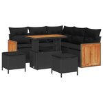 vidaXL Ensemble de canapé de jardin avec coussin 8 Pièces Noir