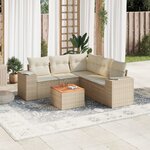 vidaXL Salon de jardin avec coussins 6 Pièces beige résine tressée