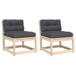 vidaXL Canapés de jardin avec coussins 2Pièces bois de pin massif
