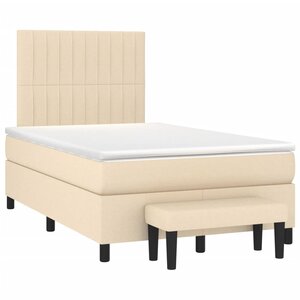 vidaXL Sommier à lattes de lit avec matelas crème 120x190 cm tissu