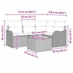 Ensemble de canapé de jardin 5 pièces avec coussins en poly rotin noir