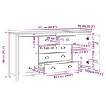 vidaXL Buffet avec tiroir HILL Marron miel 154 x 40 x 80 cm Pin massif