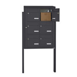 Bloc collectif Leabox  2x3  grade 3  simple face  extérieur  fixation sur pieds à sceller   gris anthracite ral 7016 finition brillante