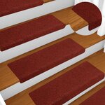 vidaXL Tapis de marches d'escalier 10Pièces Bordeaux 65x21x4cm Aiguilleté