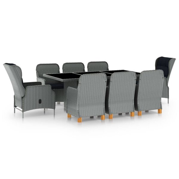 vidaXL Ensemble à manger 9 Pièces avec coussins résine tressée gris clair