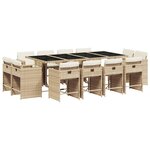 vidaXL Ensemble à manger de jardin et coussins 13 Pièces beige