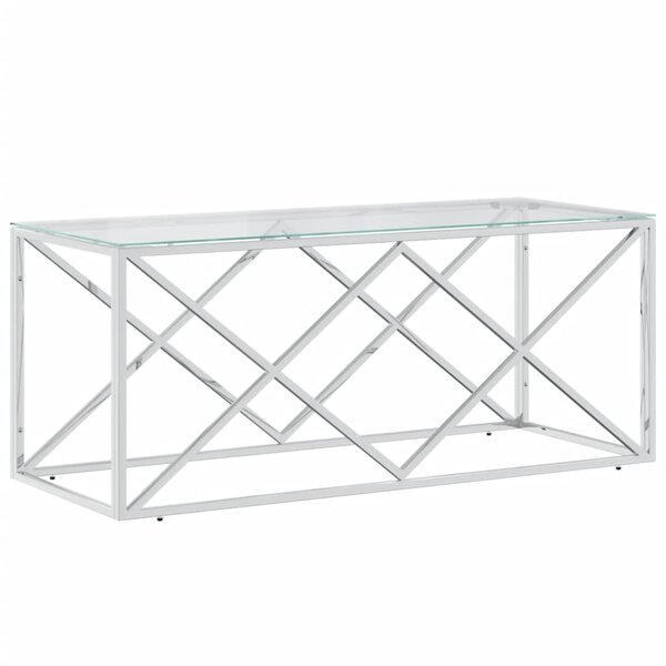 vidaXL Table basse 110x45x45 cm acier inoxydable et verre