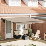 vidaXL Cadre d'auvent Beige 400 × 300 cm Polyester avec revêtement PU