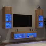 vidaXL Unités murales TV avec LED 6 Pièces chêne sonoma bois d'ingénierie