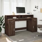 vidaXL Bureau et lumières LED chêne marron bois d'ingénierie