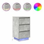 vidaXL Table de chevet avec lumières LED gris béton 38x34x65 cm