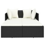 vidaXL Chaise longue avec coussins noir 182x118x63 cm résine tressée