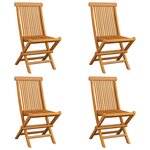 vidaXL Chaises de jardin et coussins noir lot de 4 Bois de teck massif