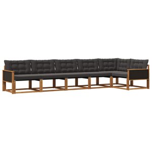 vidaXL Ensemble de canapés d'extérieur 6 Pièces Naturel et noir
