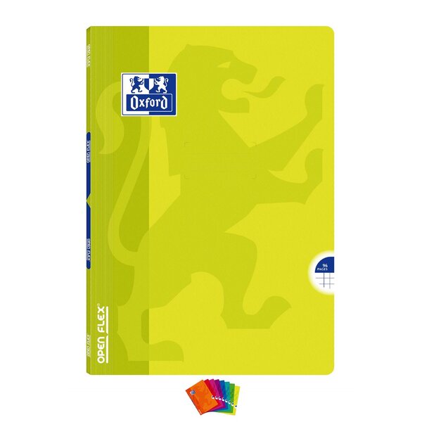 Cahier OPENFLEX piqûre A4 96 pages 90g petits carreaux Coloris aléatoire OXFORD