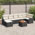 Ensemble de Canapés de Jardin vidaXL 8 Pièces avec Coussins Rotin Poly Noir