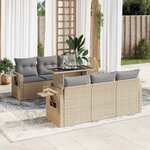 vidaXL Salon de jardin avec coussins 7 Pièces beige résine tressée