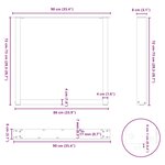 vidaXL Pieds de table à manger en U 2 pièces Noir 90 x (72-73) cm Acier