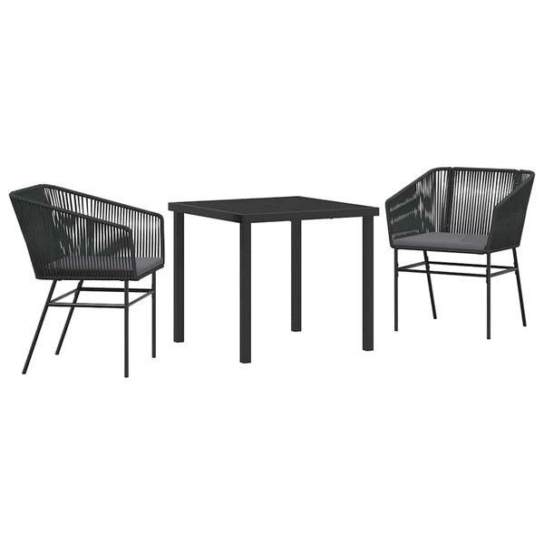 vidaXL Ensemble de salle à manger pour jardin 3 Pièces Noir Poly rotin