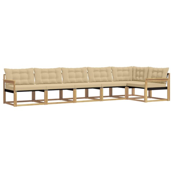 vidaXL Ensemble de canapés d'extérieur 6 Pièces Blanc et Beige