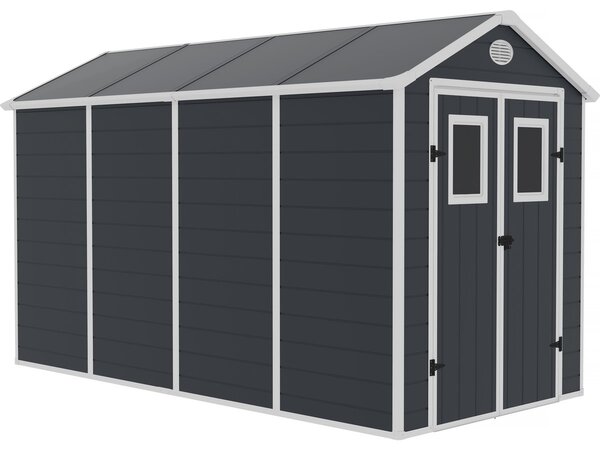 Abri de jardin résine "Texas" - 6.88 m² - kit d'ancrage inclus - Anthracite