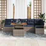 vidaXL Ensemble de salle à manger pour jardin 7 Pièces Gris et marine